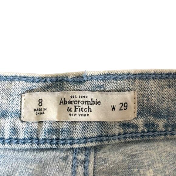 Y2K ABERCROMBIE & FITCH Button Fly Denim Jean Shorts Distressed Light Wash 29/8 - Picture 5 of 10